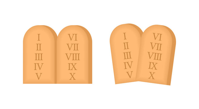 Tables of the covenant. God s law. Ancient stone. Vector logo