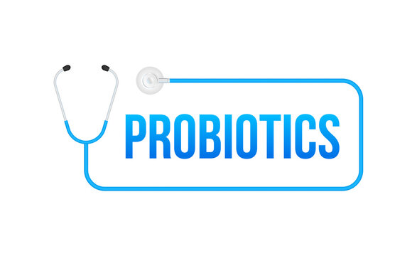 Probiotics. Badge, icon, stamp, logo. Vector illustration.