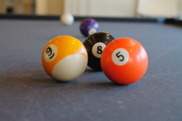 billiard balls on a table