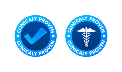Clinicaly proven. Simple modern emblem with clinically proven. Vector illustration