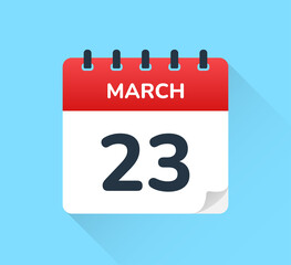 March 23 - Calendar date icon vector illustration