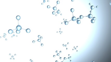 Molecular structure of crystal atom under blue-black lighting background. Concept image of vaccine development, regenerative and advanced medicine. 3D illustration. 