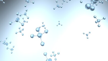 Molecular structure of crystal atom under blue-black lighting background. Concept image of vaccine development, regenerative and advanced medicine. 3D illustration. 