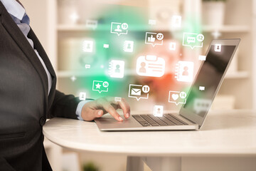 Young person surfing on social media network