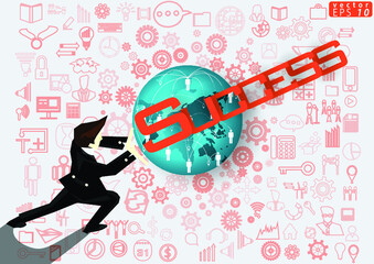 Fototapeta premium Illustration business.design modern idea and concept think creativity. for brainstorm,Social network,success,plan,think,search,analyze,communicate, futuristic idea innovation technology.