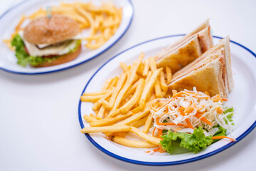 sandwich ham cheese with french fries