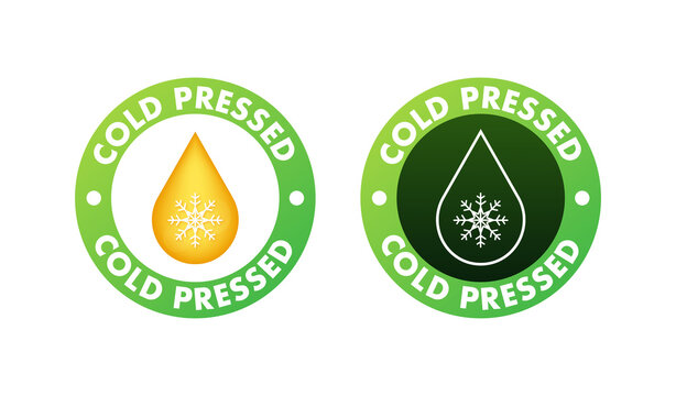 Flat vector illustration with cold pressed. Vector logo. Logo symbol