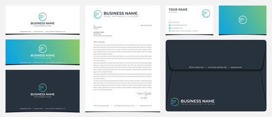 F, FO, or, OF logo with stationery, business card, and social media banner designs