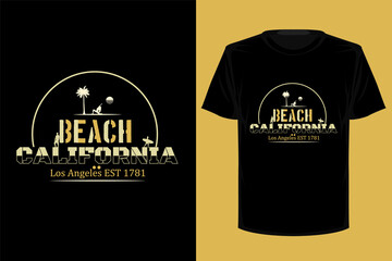 Beach california retro vintage t shirt design