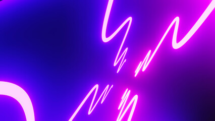 3d render of flash neon and light glowing on dark scene. Speed light moving lines.