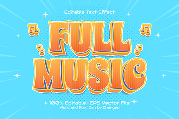 Editable text effect - Full Music 3D Flat cartoon style