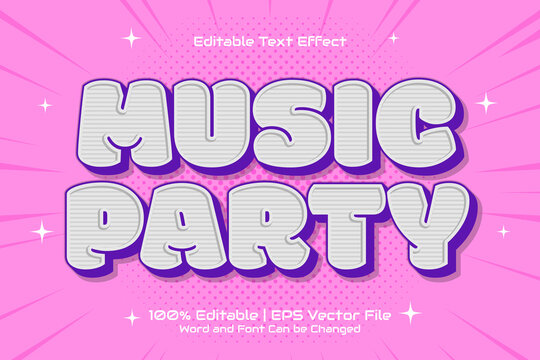 Editable text effect - Music Party Flat cartoon style
