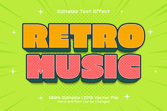 Editable text effect - Retro Music Flat cartoon style