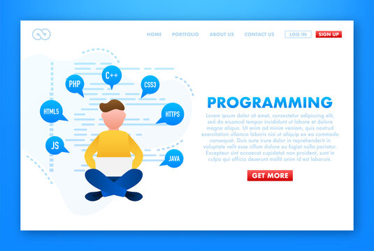 Illustration with programming for site design. Web ui design. Vector illustration.