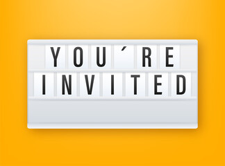 You re invited Lightbox icon. Written Inside An Envelope Letter. Vector illustration.