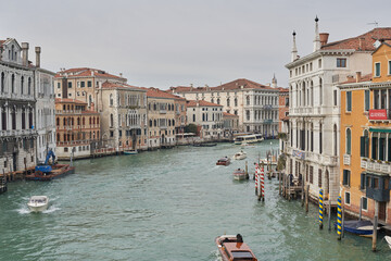 Aerial view of Canal Grande in Venice. Famous City in Italy - obrazy, fototapety, plakaty