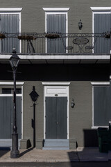 New Orleans architecture in the French Quarter on a sunny early morning