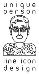 unique authentic imaginary person line icon user profile picture portrait