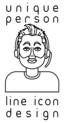 unique authentic imaginary person line icon user profile picture portrait