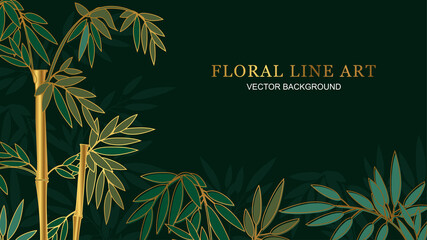 Luxury golden bamboo line art vector background 