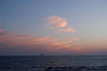 Naklejka na ściany i meble 三宅島（Miyake Island）　三本岳と夕焼け（Sunset）