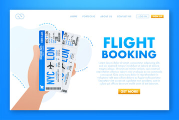 Airline tickets online, flight booking. Buying or booking online ticket. Travel, business flights worldwide. Vector illustration.