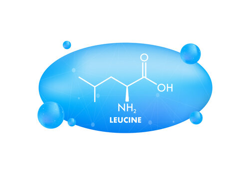 Icon with leucine formula. Essential Amino Acid molecular formula