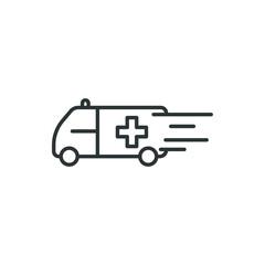 Vector sign of the Ambulance truck symbol is isolated on a white background. Ambulance truck icon color editable.