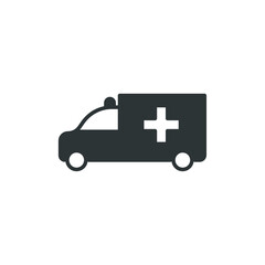 Vector sign of the Ambulance truck symbol is isolated on a white background. Ambulance truck icon color editable.