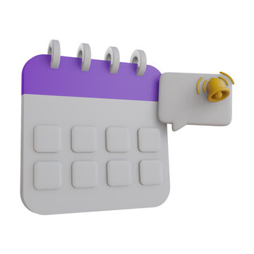 calendar icon purple 3d reminder