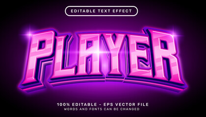 player 3d text effect with purple color and light effect © prasetya nopin