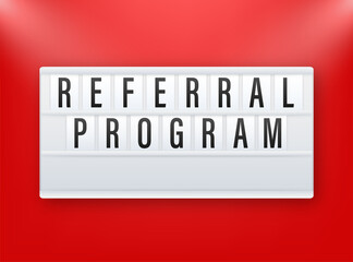 lightbox label with referral program. Lightbox banner. Web design. Vector stock illustration