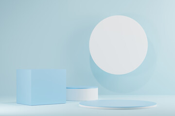 3d background products Show pedestal scenes with geometric platforms white background. with podium. Stand to display cosmetic products on stage. 3d render, 3d illustration