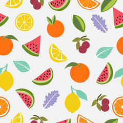 Summer tropical fruits seamless pattern