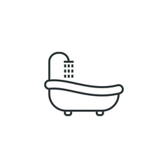 Vector sign of the bathtub symbol is isolated on a white background. bathtub icon color editable.