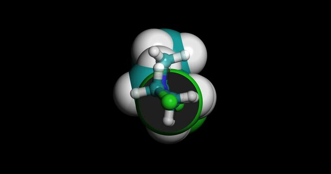 Mechlorethamine, anticancer drug, 3D molecule, spinning 4K