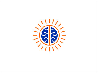 image of a human brain shining like the sun vector illustration design