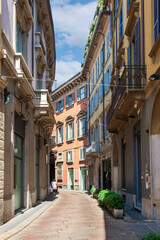 Street in the historic centre of Milan, Lombardy, italy