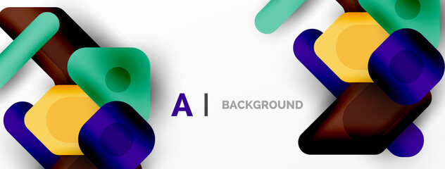 Colorful geometric shapes lines, squares and triangles. Abstract background for wallpaper, banner or landing page