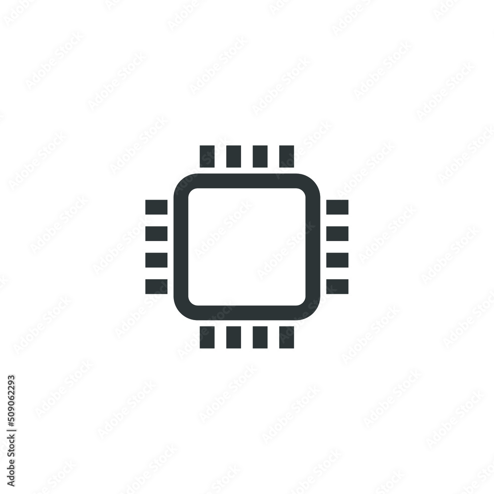 Poster vector sign of the computer chip symbol is isolated on a white background. computer chip icon color 