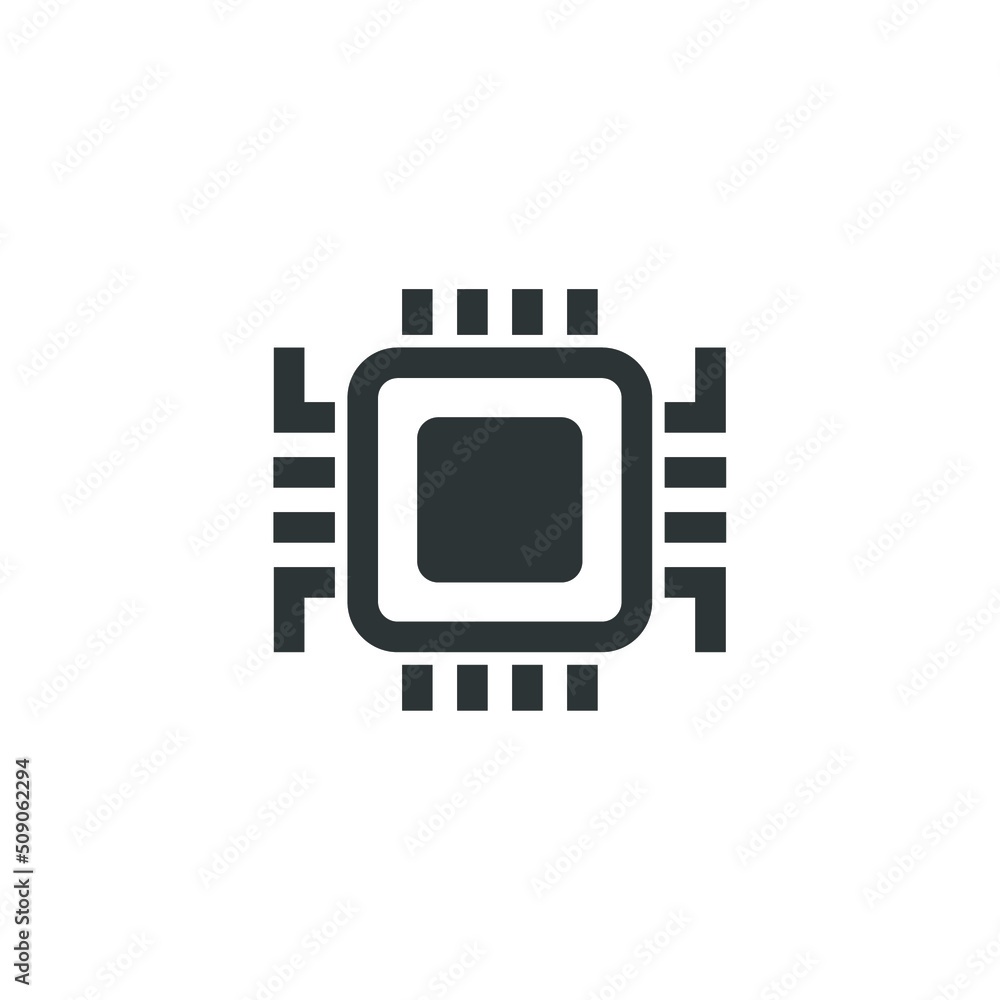 Poster vector sign of the computer chip symbol is isolated on a white background. computer chip icon color 