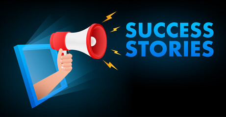 Lightbox with Success stories. Vector stock illustration.