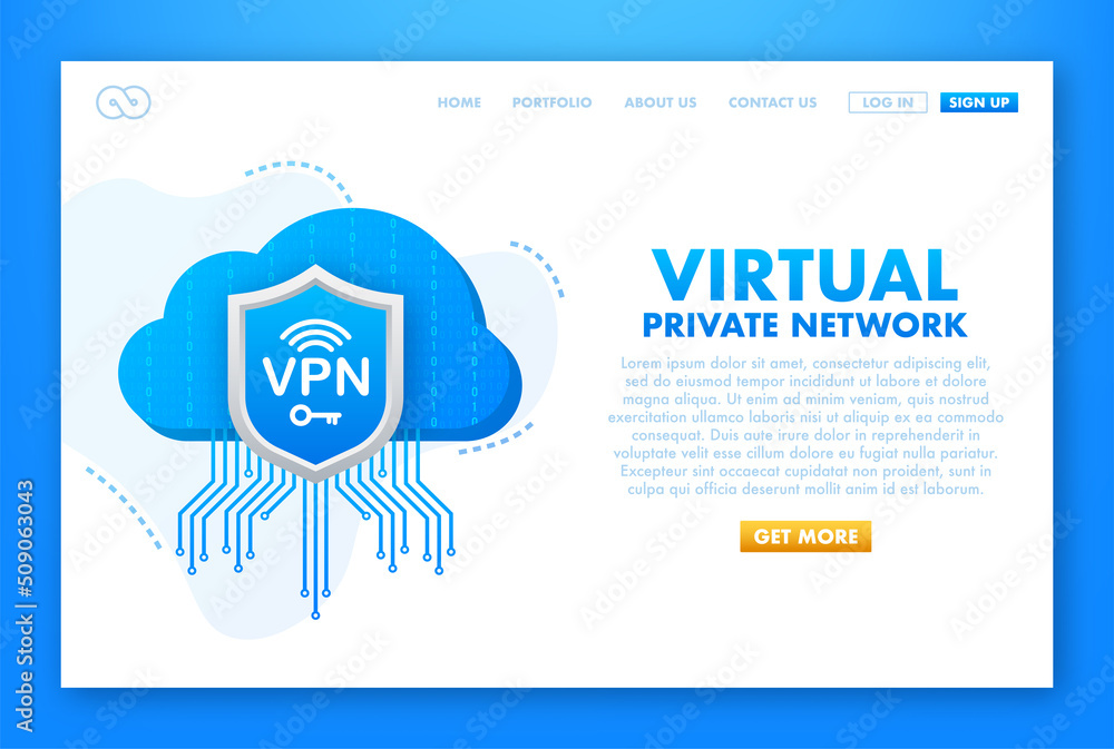 Poster secure vpn connection concept. virtual private network connectivity overview. vector stock illustrat