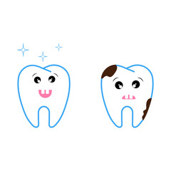 Illustration of a healthy and diseased tooth.