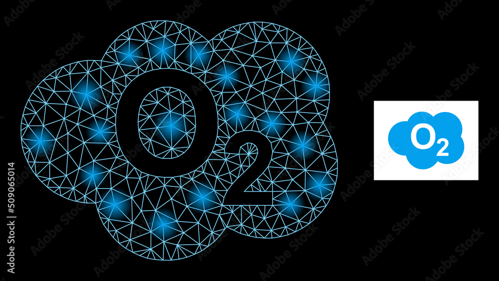 Poster flare mesh oxigen cloud constellation icon with lightspots. illuminated vector constellation based o