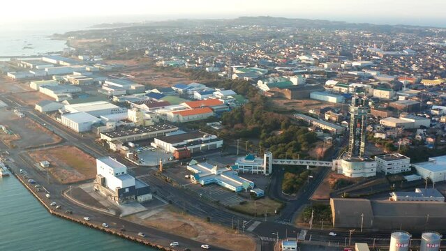 冬の早朝の銚子港（千葉県銚子市）