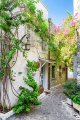 Obraz na płótnie Canvas Awesome view of a cozy narrow street in Marmaris, Turkey