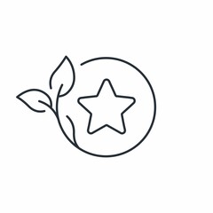 Tree branch and star. Eco quality. Vector linear icon isolated on white background.