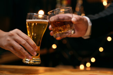 Celebrate whiskey on a friendly party in  restaurant