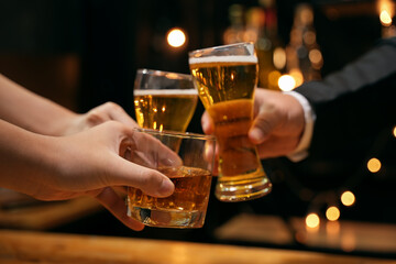 Celebrate whiskey on a friendly party in  restaurant